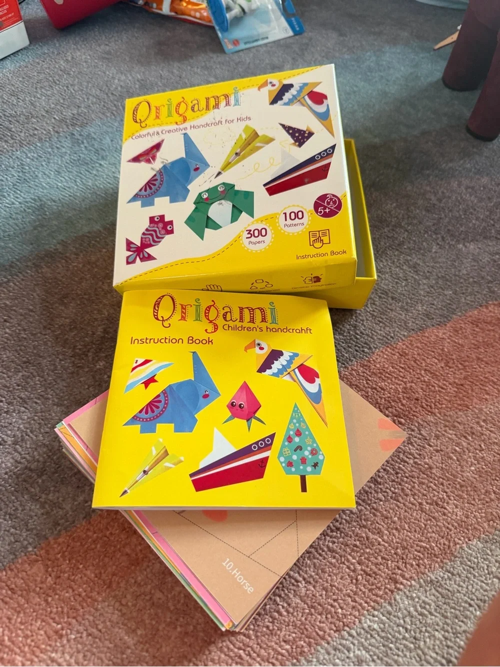 2 different Origami Paper Pack – Colorful Kids Craft Paper (Multicolor)